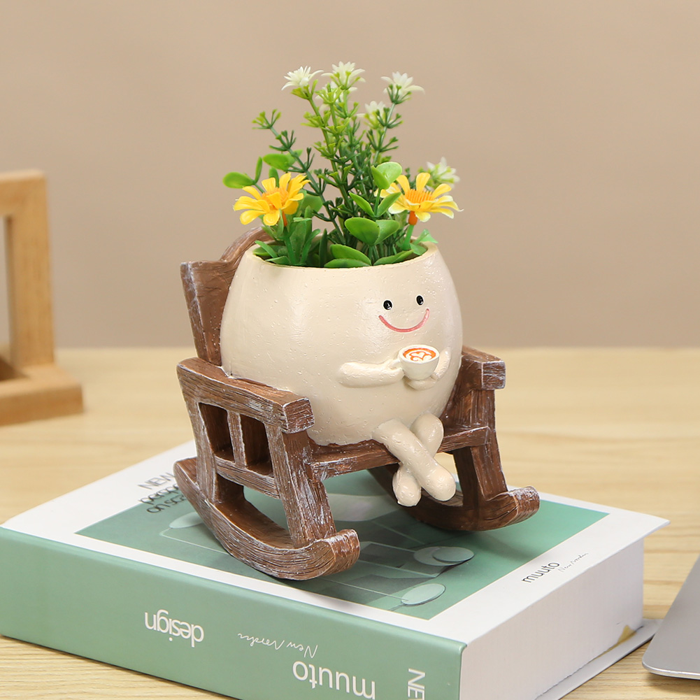 Plant Parents - Creative Rocking Chair/Swing Face Succulent Pot