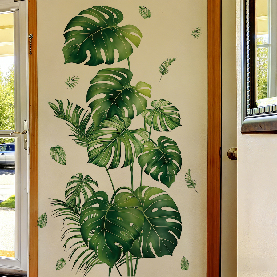Monstera Thai Constellation - Tropical Green Leaves Plant Wall Stickers