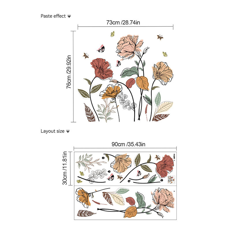 1 Set Bohemian Flower Wall Sti - Monstera Thai Constellation ulasan dan harga